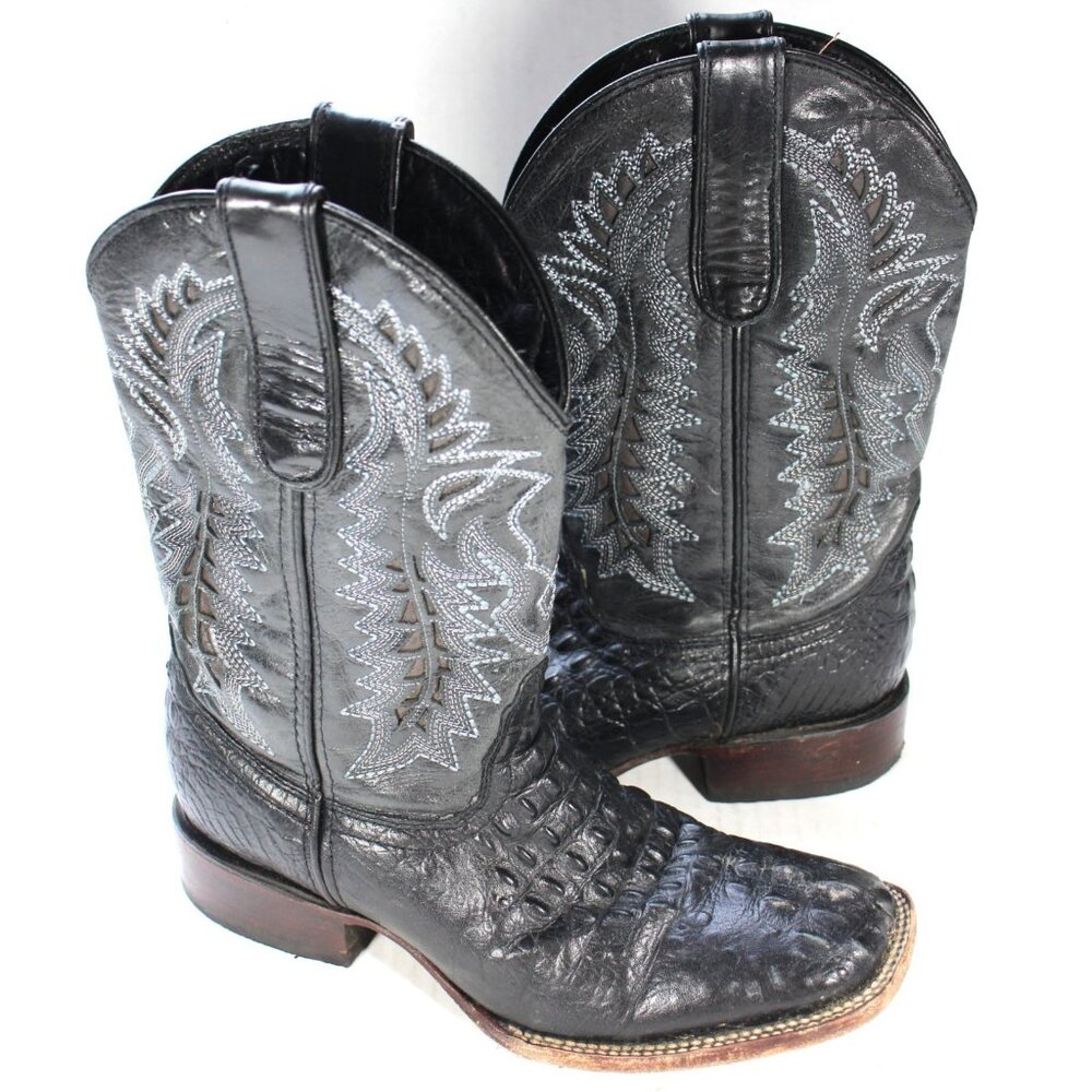 Hometown Mens 7 Alligator Exoctic Western Cowboy Square Toe Boots O969